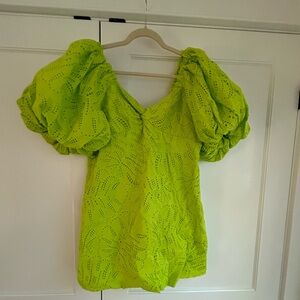 Farm Rio Green Monstera Eyelet Short Sleeve Mini Dress - size XL - NEW W TAGS